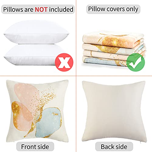 AkcentPillo 45x45 Fundas De Cojines Lino Dorados Cubre Almohadas Geometría Decorativos Impresión Fundas para Almohadas para Sofá Cama Coche Hogar