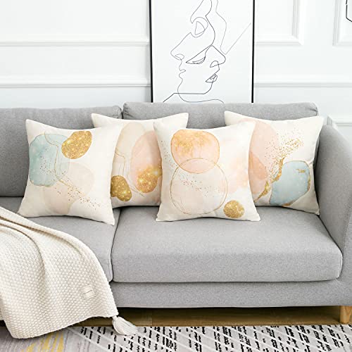 AkcentPillo 45x45 Fundas De Cojines Lino Dorados Cubre Almohadas Geometría Decorativos Impresión Fundas para Almohadas para Sofá Cama Coche Hogar