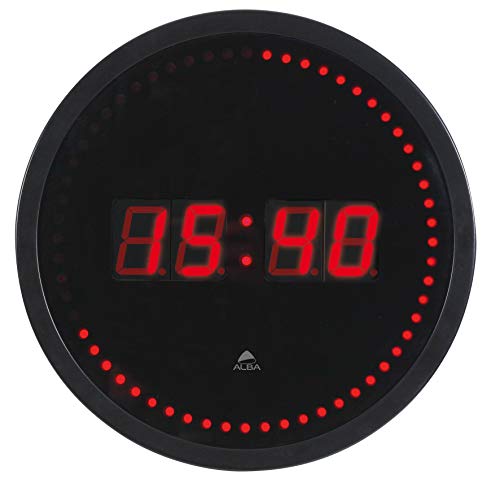 Alba HORLED - Reloj de pared con ledes, color negro y rojo