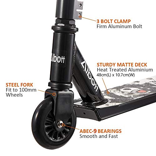 Albott Patinete de Acrobacia Patinete de Trucos y Saltos para Nios y Nias a Partir de 7 aos Ruedas 100mm Rodamientos ABEC-9