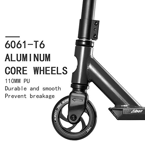 Albott Patinete Freestyle Stunt Scooter Patinete de Acrobacia Patinete de Trucos y Saltos con HIC Compresin Aluminio Ligero Cubierta Y Slido Core Ruedas Rodamientos 110mm