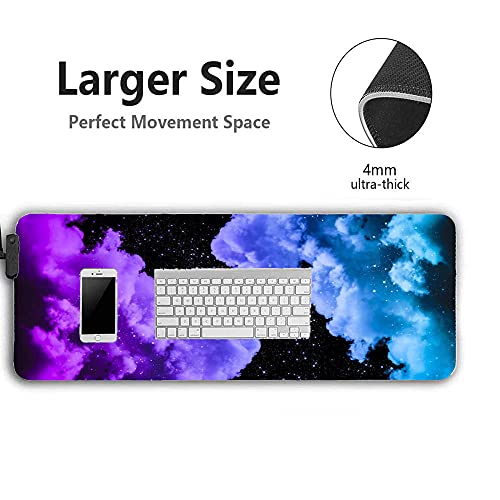 Alfombrillas de ratón Artístico Cielo Estrellado RGB Gaming Gamer Alfombrilla Grande Ordenador Retroiluminación LED Teclado Alfombrilla de Escritorio 700X300X4 mm