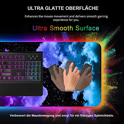 Alfombrillas de ratón Artístico Cielo Estrellado RGB Gaming Gamer Alfombrilla Grande Ordenador Retroiluminación LED Teclado Alfombrilla de Escritorio 700X300X4 mm
