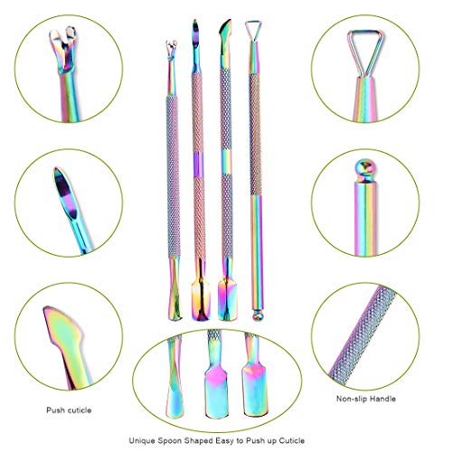 Alicates Uñas Cuticulas, 5 Piezas Cutícula Removedor,Cortador de Cuticula y Empujador,Corta cuticulas Profesional,Empujador de Cutículas, Cortador de Cutículas,Cutícula Uñas