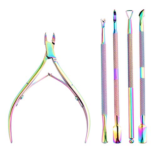 Alicates Uñas Cuticulas, 5 Piezas Cutícula Removedor,Cortador de Cuticula y Empujador,Corta cuticulas Profesional,Empujador de Cutículas, Cortador de Cutículas,Cutícula Uñas