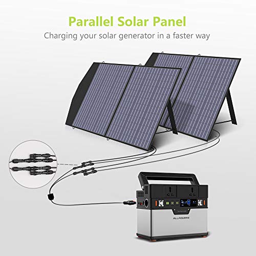 Allpowers Generador portátil de 606 Wh / 164000 mAh (panel solar opcional) con panel solar plegable de 1 x 100 W de fuente de alimentación de emergencia, batería de litio para camping al aire libre