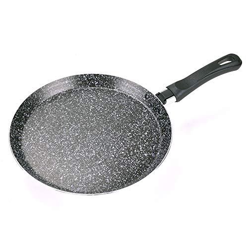 Alluflon Tradizione Italia Crepera con Revestimiento Antiadherente y Antirayaduras Efecto Piedra, Sartén para Crepes y Tortitas, Apta para el Lavavajillas, Diámetro 22 cm