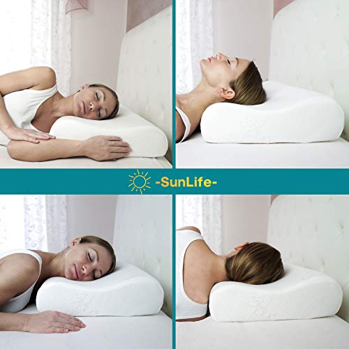 Almohada cervical ortopédica de espuma viscoelástica ergonómica para dolores de cuello y cervicales. Funda suave extraíble y lavable para tomar la postura correcta durante la noche y el descanso.