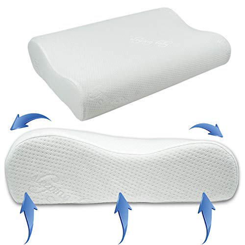 Almohada cervical ortopédica de espuma viscoelástica ergonómica para dolores de cuello y cervicales. Funda suave extraíble y lavable para tomar la postura correcta durante la noche y el descanso.