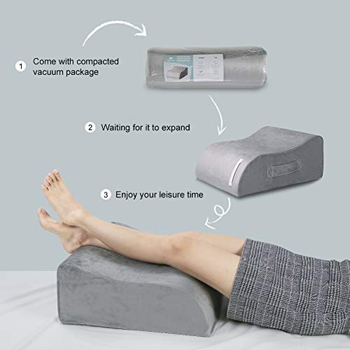 Almohada de elevación de piernas, espuma viscoelástica, para cirugía de tobillo, lesiones en las piernas, reemplazo de rodilla, mejora la circulación sanguínea, reduce la hinchazón