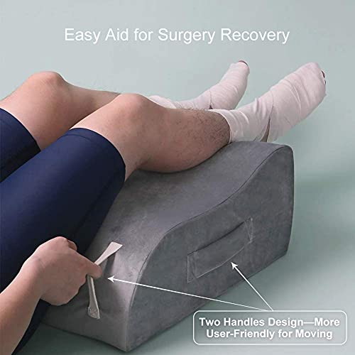 Almohada de elevación de piernas, espuma viscoelástica, para cirugía de tobillo, lesiones en las piernas, reemplazo de rodilla, mejora la circulación sanguínea, reduce la hinchazón