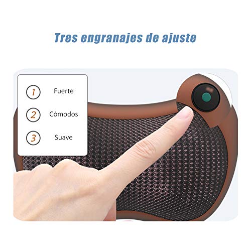 Almohada de masaje cervical el¨¦ctrica, masajeador caliente para masajeador de hombros y pies, uso dual en el hogar del coche de cuerpo completo