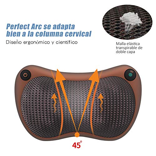 Almohada de masaje cervical el¨¦ctrica, masajeador caliente para masajeador de hombros y pies, uso dual en el hogar del coche de cuerpo completo