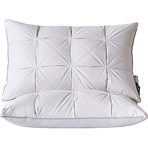 Almohada para columna cervical de plumón de ganso blanco, núcleo de almohada de pan casero de doble capa, puede ayudar a dormir, almohadilla ergonómica de soporte para el cuello, adecuada para la fami