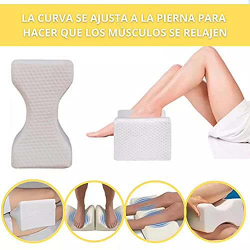 Almohada Piernas Dormir - Cojín Embarazada para Elevar Piernas - Incluye 2 Fundas Innovadoras - Espuma de Memoria Ortopédica para Aliviar Dolores de Espalda, Rodilla, Pierna, Cadera