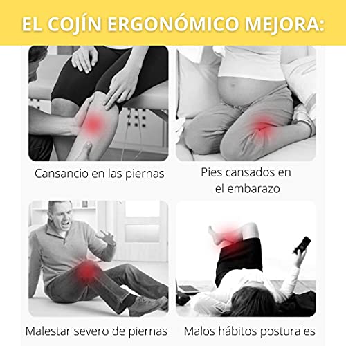 Almohada Piernas Dormir - Cojín Embarazada para Elevar Piernas - Incluye 2 Fundas Innovadoras - Espuma de Memoria Ortopédica para Aliviar Dolores de Espalda, Rodilla, Pierna, Cadera