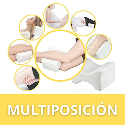 Almohada Piernas Dormir - Cojín Embarazada para Elevar Piernas - Incluye 2 Fundas Innovadoras - Espuma de Memoria Ortopédica para Aliviar Dolores de Espalda, Rodilla, Pierna, Cadera