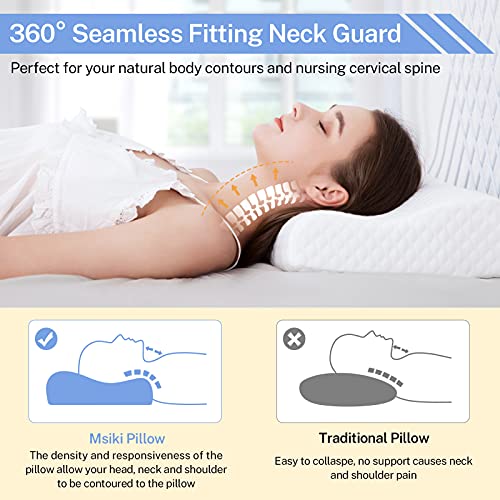 Almohada Viscoelastica Misiki Almohada Cervical para Relajarse de Dolor del Cuello y Hombro，Almohada Ergonómica para Problemas Cervicales y Anti-ronquidos, Funda de Almohada Lavable(Mediana)
