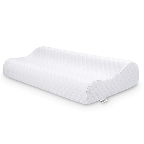 Almohada Viscoelastica Misiki Almohada Cervical para Relajarse de Dolor del Cuello y Hombro，Almohada Ergonómica para Problemas Cervicales y Anti-ronquidos, Funda de Almohada Lavable(Mediana)