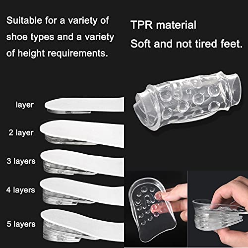 Almohadilla de Talón EláStica con AbsorcióN de Impactos Elevación Invisible de la Plantilla Silicona Plantilla Aumento Altura Silicona 1 Par Plantilla, Aumentando la Altura 3 cm para Hombres y Mujeres