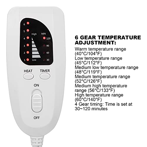 Almohadilla Térmica Eléctrica para Espalda Baja, Hombros, Abdomen, Almohadilla Térmica para La Parte Inferior De La Espalda para Un Alivio Rápido del Dolor 6 Configuraciones De Calor(EU)