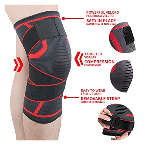Almohadillas de rodilleras de apoyo for hombres y mujeres, corchetes ajustables for prevenir las lesiones, usar todo el día, adecuadas for los deportes (1 pieza) ( Color : 1 piece red , Tamaño : XXL )