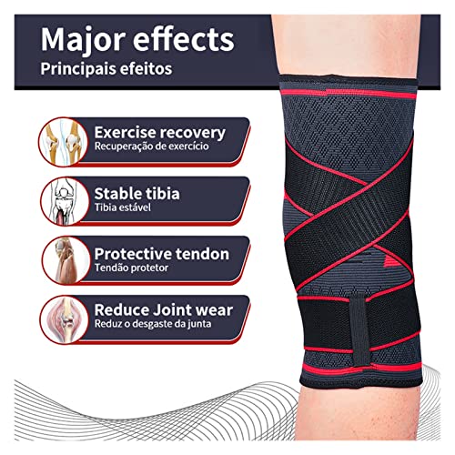 Almohadillas de rodilleras de apoyo for hombres y mujeres, corchetes ajustables for prevenir las lesiones, usar todo el día, adecuadas for los deportes (1 pieza) ( Color : 1 piece red , Tamaño : XXL )