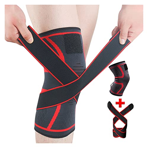 Almohadillas de rodilleras de apoyo for hombres y mujeres, corchetes ajustables for prevenir las lesiones, usar todo el día, adecuadas for los deportes (1 pieza) ( Color : 1 piece red , Tamaño : XXL )