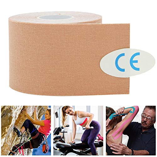 Alomejor Lesión Músculo Taping Adhesivo Vendaje Rollos Rollos Estiramiento Cinta Autoadhesiva para Deportes Muñeca Tobillo 5cm * 5m(Color de Piel)