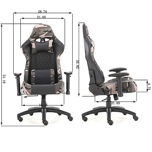 Altura ajustable silla de oficina silla de juegos silla giratoria con apoyabrazos silla deportiva silla de escritorio (camuflaje-AGS)