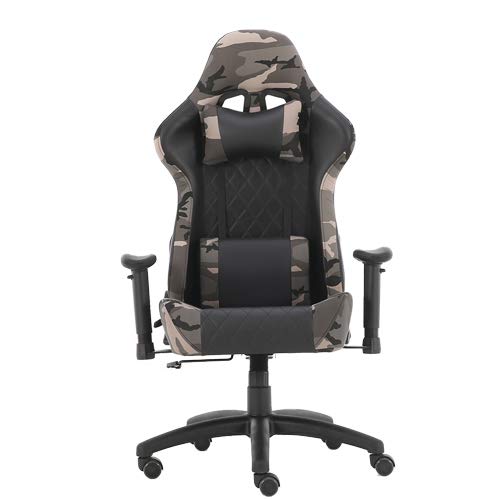 Altura ajustable silla de oficina silla de juegos silla giratoria con apoyabrazos silla deportiva silla de escritorio (camuflaje-AGS)