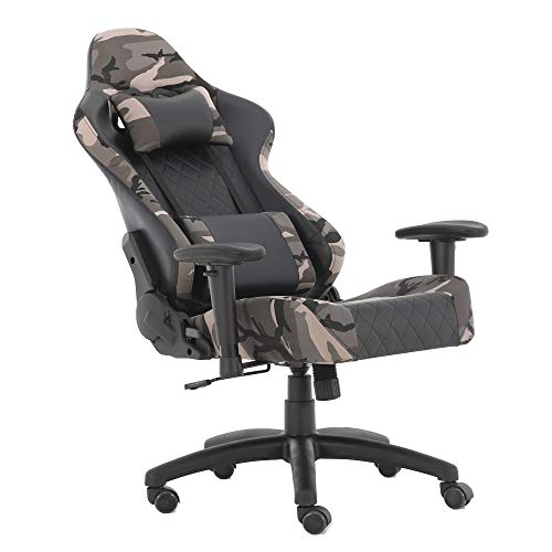 Altura ajustable silla de oficina silla de juegos silla giratoria con apoyabrazos silla deportiva silla de escritorio (camuflaje-AGS)