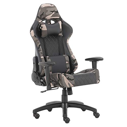 Altura ajustable silla de oficina silla de juegos silla giratoria con apoyabrazos silla deportiva silla de escritorio (camuflaje-AGS)
