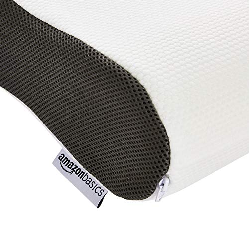 Amazon Basics - Almohada con soporte para cuello de espuma con memoria, de contorno, 60 x 35 x 11/7/11 cm