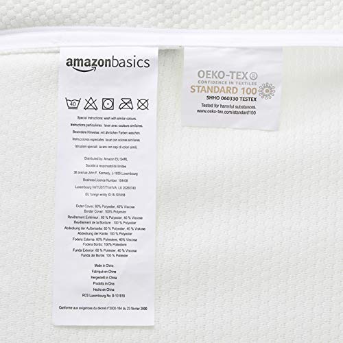 Amazon Basics - Almohada con soporte para cuello de espuma con memoria, de contorno, 60 x 35 x 11/7/11 cm