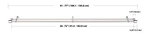 Amazon Basics - Barra de cortina doble, 2,54 cm, con terminales de tapón, 0,9 a 1,83 m, Níquel