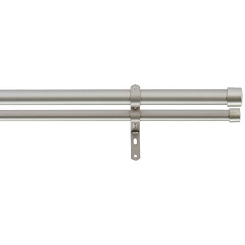 Amazon Basics Barra de la cortina, doble - 36 - 72", Níquel
