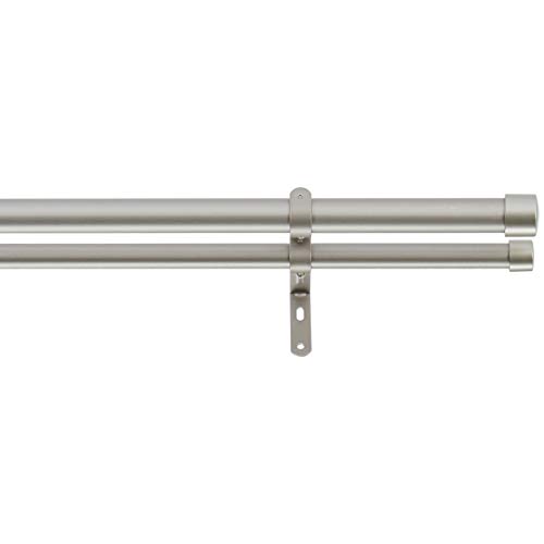 Amazon Basics Barra de la cortina, doble - 72 - 144", Níquel