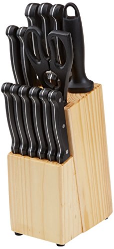 Amazon Basics - Juego de cuchillos de cocina y soporte (14 piezas)