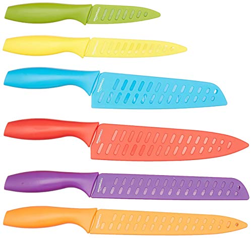Amazon Basics - Juego de cuchillos de colores, 12 piezas