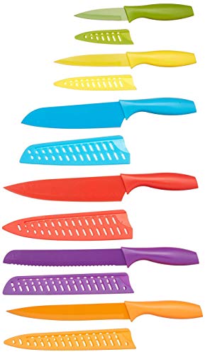 Amazon Basics - Juego de cuchillos de colores, 12 piezas