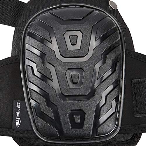 Amazon Basics - Rodilleras profesionales, relleno de espuma resistente, cómoda almohadilla de gel, con clips fácilmente ajustables, negro, 1 par