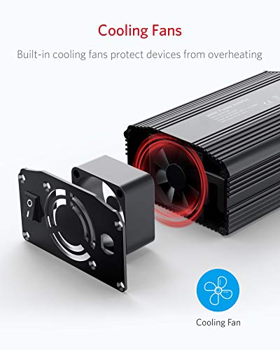 Amazon Brand – Eono Inversor De Corriente 300W para Coche, Transformador De 12v A 220v, Inversor con 1 Toma Enchufe Y 2 Puertos USB (5v / 2.4A) para Phone Pad Y Tableta