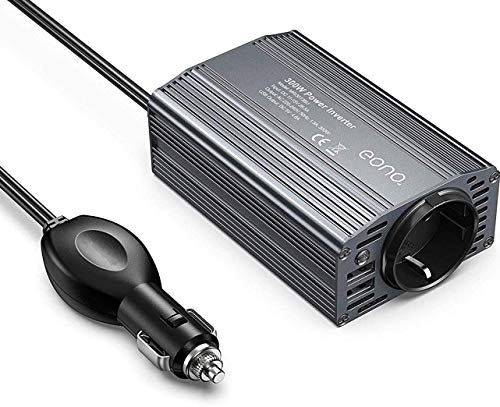 Amazon Brand – Eono Inversor De Corriente 300W para Coche, Transformador De 12v A 220v, Inversor con 1 Toma Enchufe Y 2 Puertos USB (5v / 2.4A) para Phone Pad Y Tableta