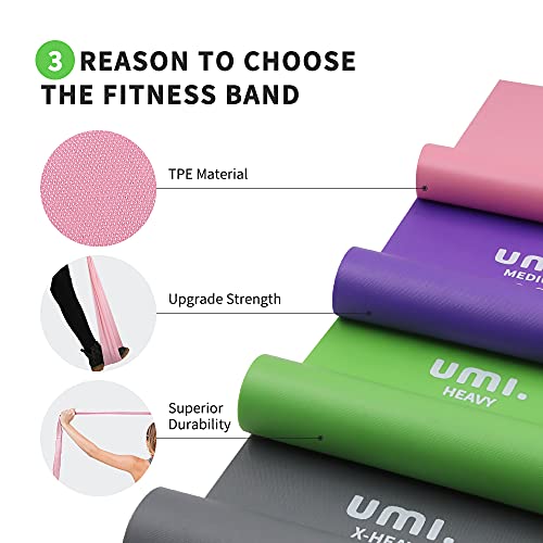 Amazon Brand - Umi - Bandas Elásticas Banda de Resistencia de Fitness Yoga Pilates, para rehabilitación y Terapia Física para Hombres y Mujeres Bandas Ejercicio (Gris, 1.5M)
