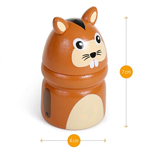 Amazy Caja para dientes de leche con pinzas y carta de hada – Bonita caja de madera para guardar los dientes de leche y los dientes para el primer diente que se mueven (pequeño | animal)
