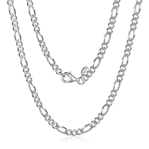 Amberta 925 Plata De Ley Esterlina Collar Para Hombre - Cadena De Fígaro 3.9 mm - Longitud: 70 cm