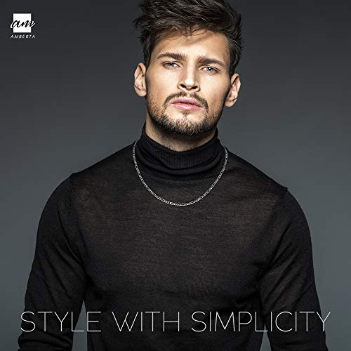 Amberta 925 Plata De Ley Esterlina Collar Para Hombre - Cadena De Fígaro 3.9 mm - Longitud: 70 cm