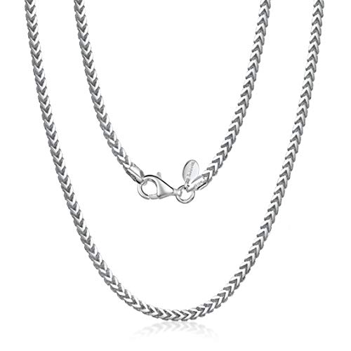 Amberta 925 Plata De Ley Esterlina Collar Para Hombre - Cadena De Franco (Espiga) 2.5 mm - Longitud: 70 cm
