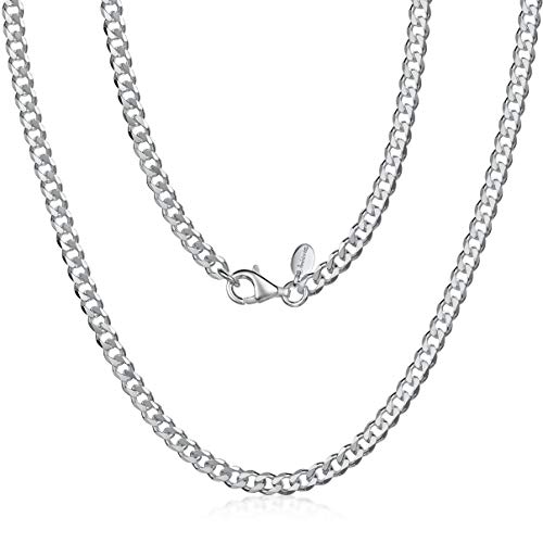 Amberta 925 Plata De Ley Esterlina Collar Para Hombre - Cadena De Frenar 3.7 mm - Longitud: 70 cm